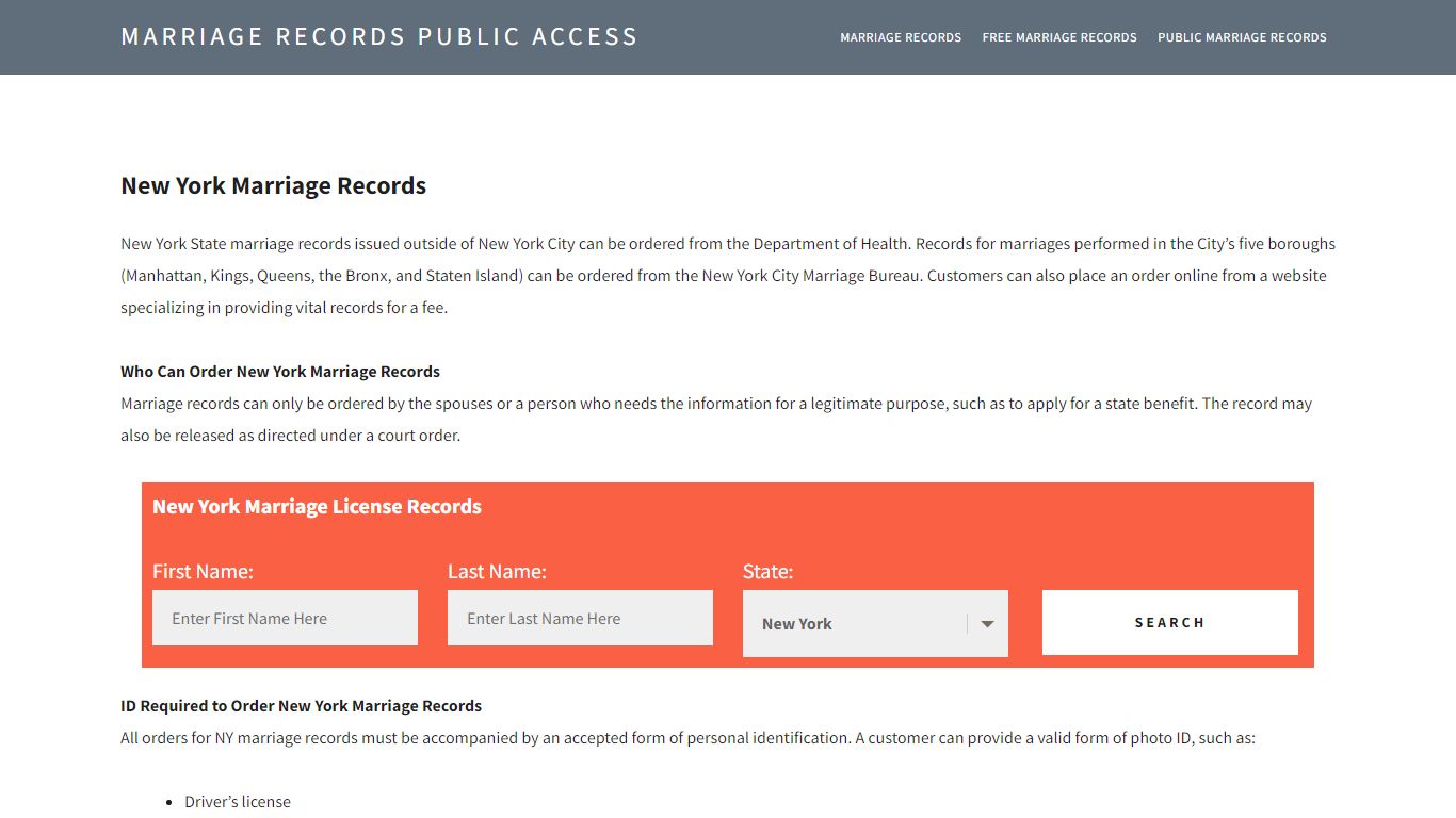 New York Marriage Records - Marriage Records Public Access